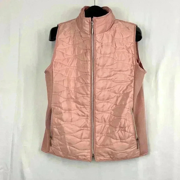 Pink Quilted Puffer Vest Onque Casual XL Womens Zipped Pockets - Picture 2 of 10